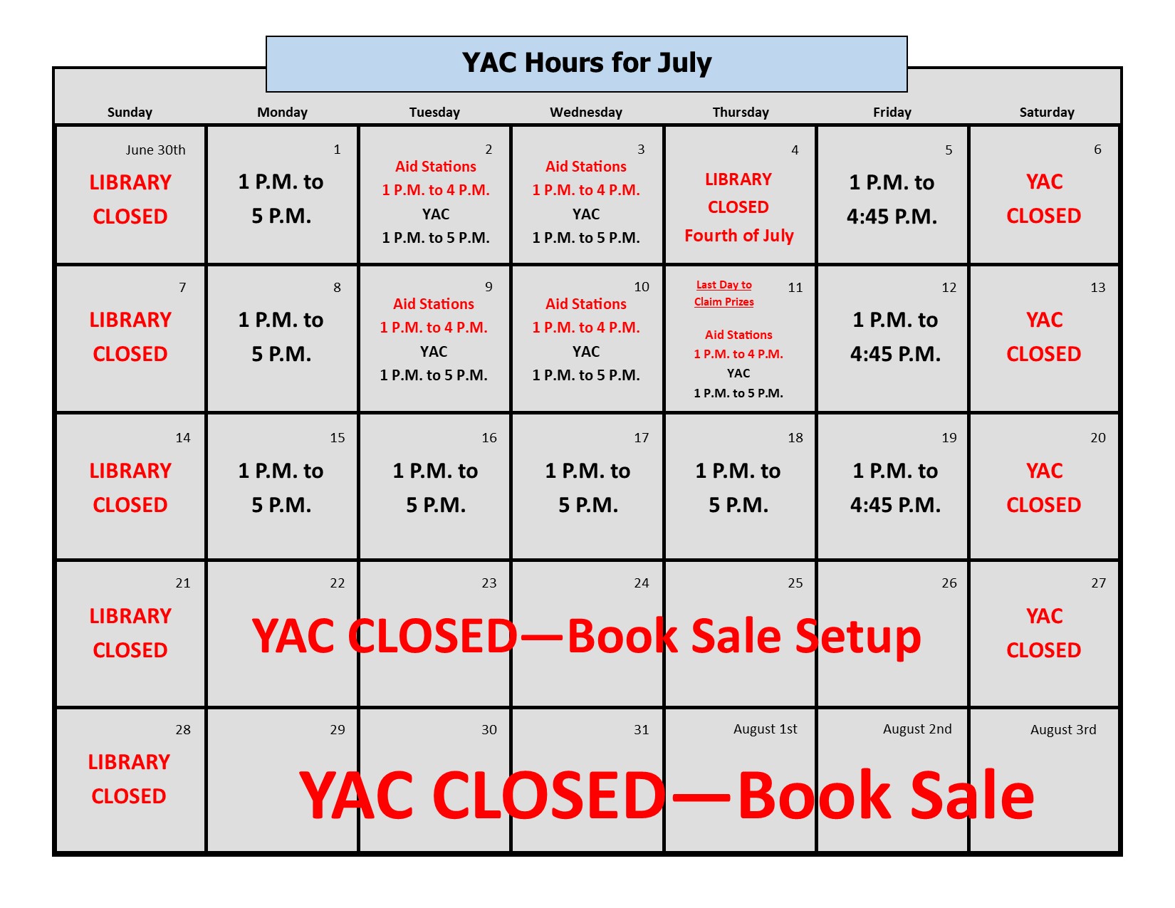 7 - YAC Hours for July